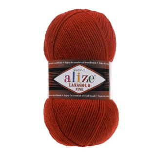 Пряжа ALIZE LanaGold Fine (Ализе Лана голд файн) (36), терракотовый, 5 шт. по 100 г Пряжа ALIZE LanaGold Fine (Ализе Лана голд файн) (36), терракотовый, 5 шт. по 100 г