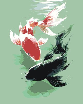 Картина по номерам Карпы кои японские минимализм