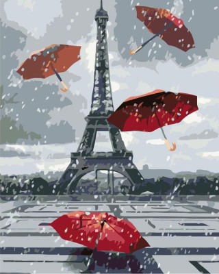 Картина по номерам «Эйфелева башня и зонтики»