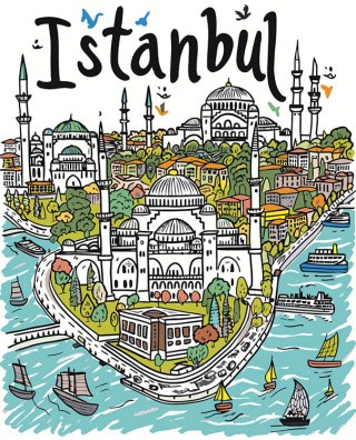 Картина по номерам «Город Стамбул, Турция: мечеть 40x50»