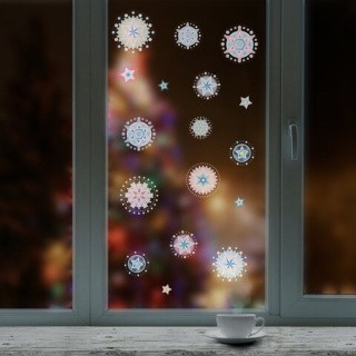 Украшение для окон и стекла «Цветные снежинки 4»