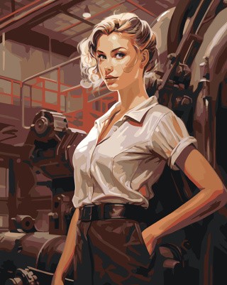 Картина по номерам «Портрет девушки на заводе»