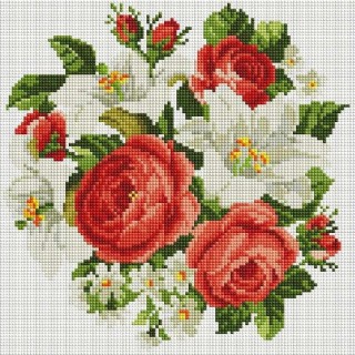 Алмазная вышивка «Розы и лилии»
