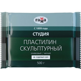 Пластилин скульптурный Gamma «Студия», оливковый, 0,5 кг, мягкий Пластилин скульптурный Gamma «Студия», оливковый, 0,5 кг, мягкий