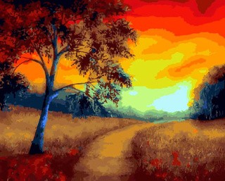 Картина по номерам «Тропинка в закат»