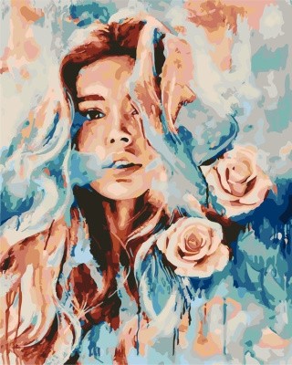 Картина по номерам «Девушка и розы»