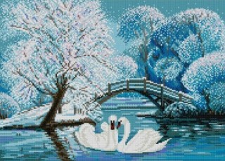 Рисунок на ткани «Зимние лебеди»
