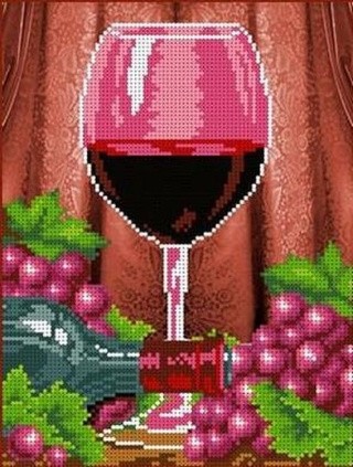 Рисунок на ткани «Бокал вина»