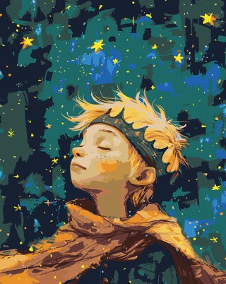 Картина по номерам «Сказка Маленький принц и звезды, космос»