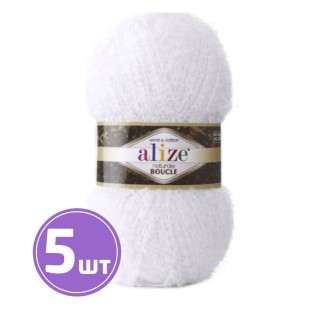 Пряжа ALIZE Naturale boucle (55), ультра белый, 5 шт. по 100 г