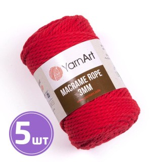 Пряжа YarnArt Macrame rope 3 мм (773), кармин, 5 шт. по 250 г Пряжа YarnArt Macrame rope 3 мм (773), кармин, 5 шт. по 250 г
