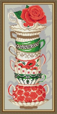 Алмазная вышивка «Чашки с розой» Алмазная вышивка «Чашки с розой»