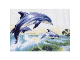 Рисунок на канве «Дельфины»