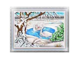 Рисунок на ткани «Лебеди на пруду»