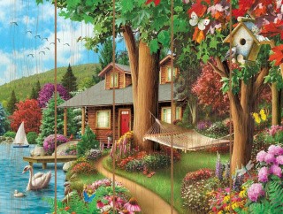 Картина по номерам по дереву «Сказочный домик»