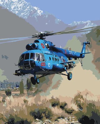 Картина по номерам Вертолет МИ-8 в горах