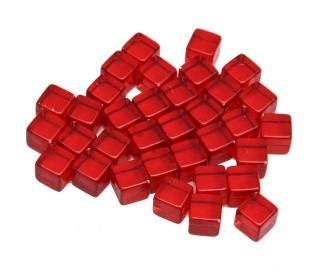 Кубик прозрачный 1х1 см, в ассортименте, акрил красный, 1 шт.