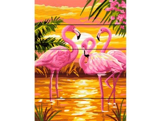 Картина по номерам по дереву Paintboy «Страна розовых фламинго»