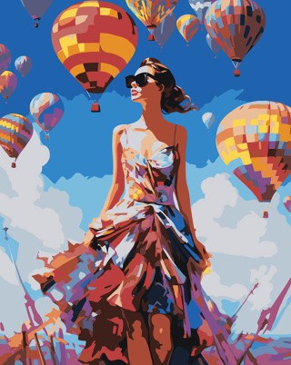 Картина по номерам «Девушка и яркие воздушные шары»
