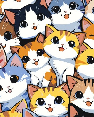 Картина по номерам «Коты и кошки: котята в стиле аниме» Картина по номерам «Коты и кошки: котята в стиле аниме»