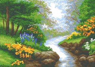 Рисунок на ткани «Ручей в лесу»