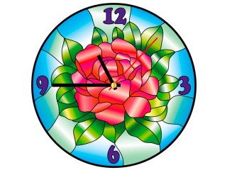 Витраж-раскраска «Часы. Цвет розы»