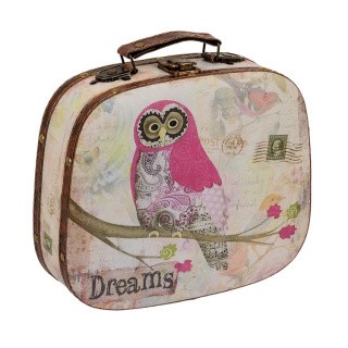 Декоративная шкатулка-чемоданчик «Розовый совенок»