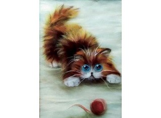 Картина шерстью «Рыжик за игрой» Картина шерстью «Рыжик за игрой»