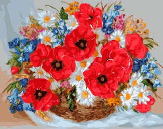 Картина по номерам «Корзинка с полевыми цветами»