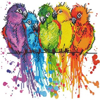Алмазная вышивка «Цветные попугайчики»