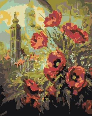 Картина по номерам «Маки и собор» Картина по номерам «Маки и собор»