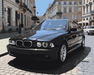 Картина по номерам Машина БМВ BMW E39 в городе