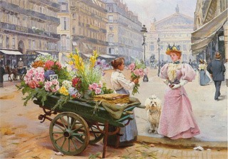 Рисунок на ткани «Покупка цветов»