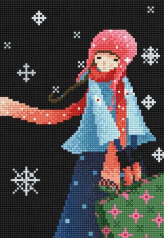 Алмазная вышивка «Девочка с чемоданом»