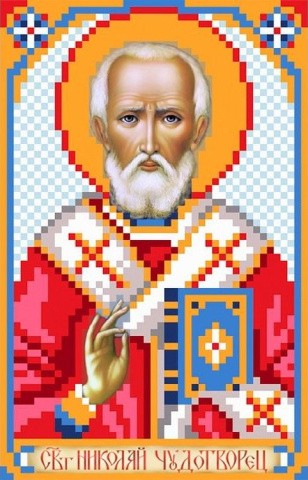 Рисунок на шелке «Святой Николай Чудотворец»