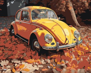 Картина по номерам «Машины: Фольксваген Жук и осенние листья»