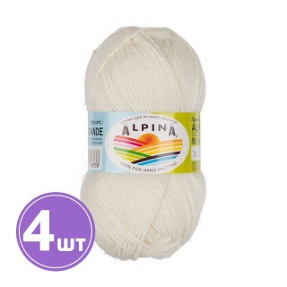 Пряжа Alpina ALPACA GRANDE (02), белый (натуральный), 4 шт. по 50 г