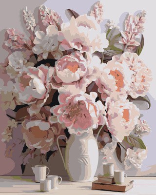 Картина по номерам «Цветы: Ваза с раскрытыми пионами»