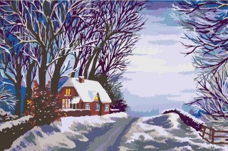 Картина по номерам «Зимняя дорога»