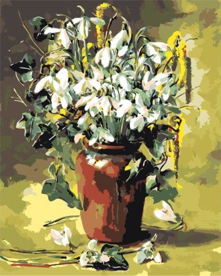 Картина по номерам «Цветы в глиняной вазе»
