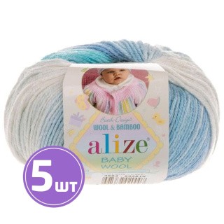 Пряжа ALIZE Baby wool batik design (3564), бело-голубой, 5 шт. по 50 г