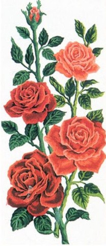 Рисунок на ткани «Алые розы»