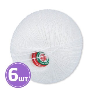 Пряжа ПНК им.Кирова Роза (0101), белый, 6 шт. по 50 г Пряжа ПНК им.Кирова Роза (0101), белый, 6 шт. по 50 г