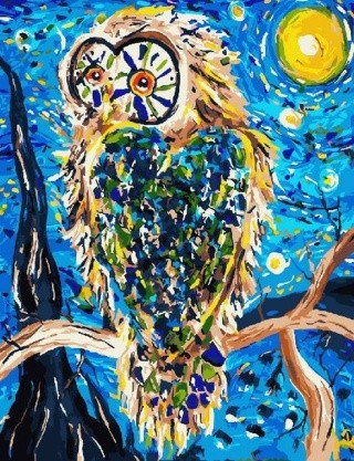 Картина по номерам по дереву RADUGA «Абстрактная сова»
