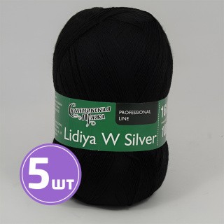 Пряжа Семеновская Lidiya W silver (194004), чёрный, 5 шт. по 100 г