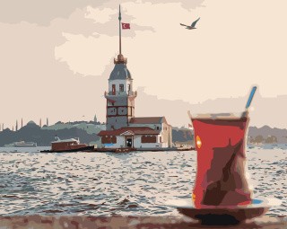 Картина по номерам «Стамбул, Турция: Девичья башня, море»