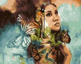 Картина по номерам «Девушка и бабочки»