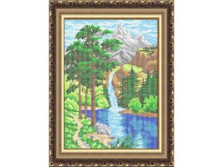 Рисунок на ткани «Водопад в горах»