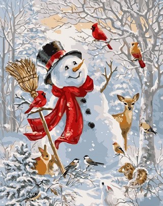 Картина по номерам «Счастливый снеговик»