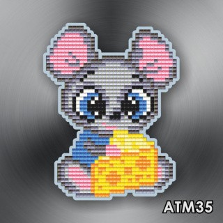 Алмазная вышивка магнит «Мышонок с сыром» Алмазная вышивка магнит «Мышонок с сыром»